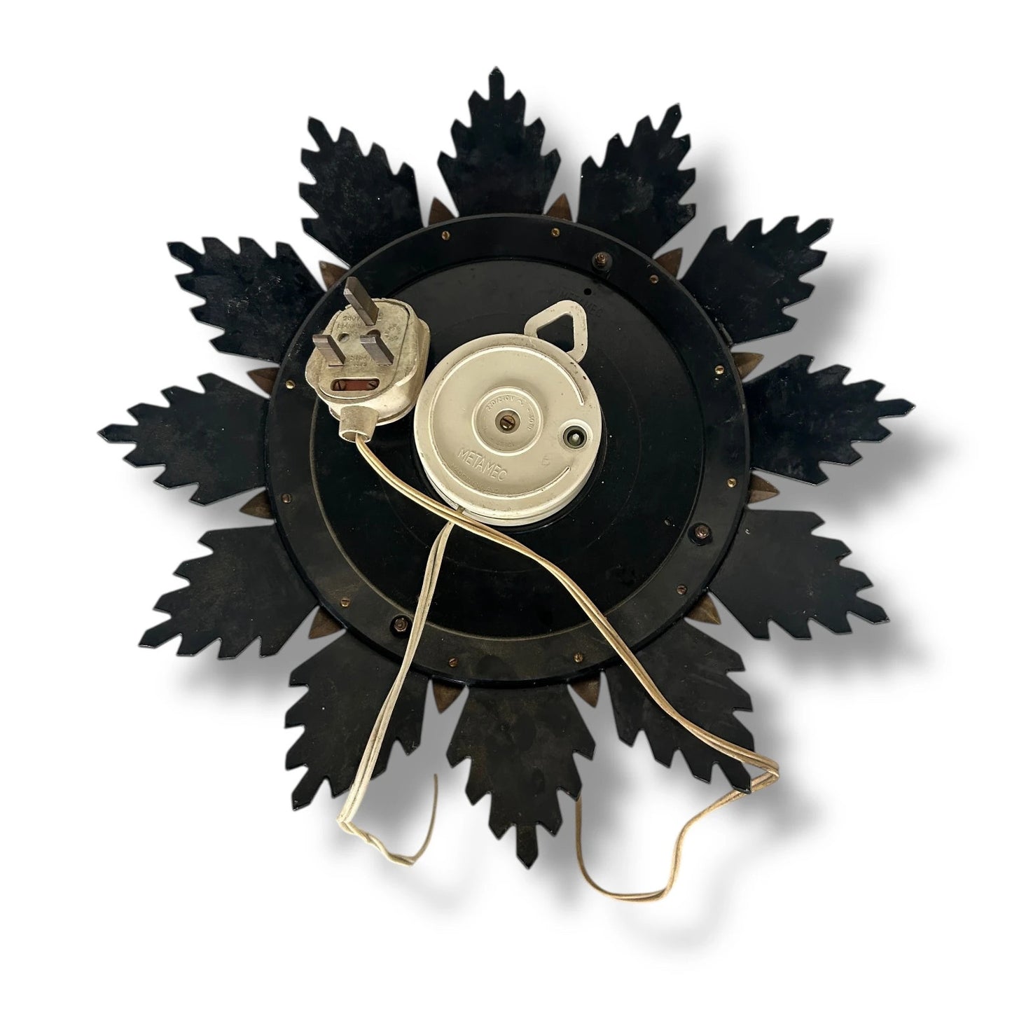Mid Century Modern Brass Sunburst Metamec Wall Clock