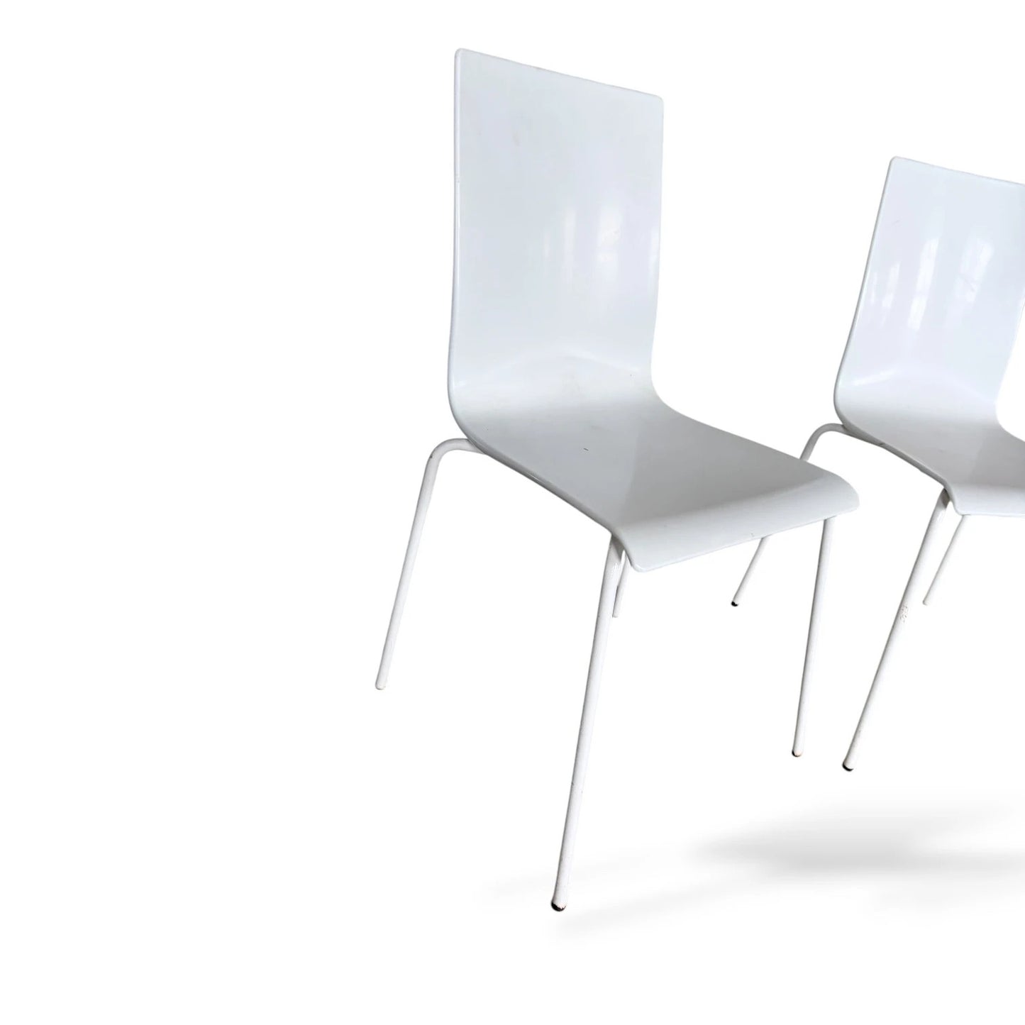 Pair of Italian White Plastic Dining Chairs | Minimal Modern Design