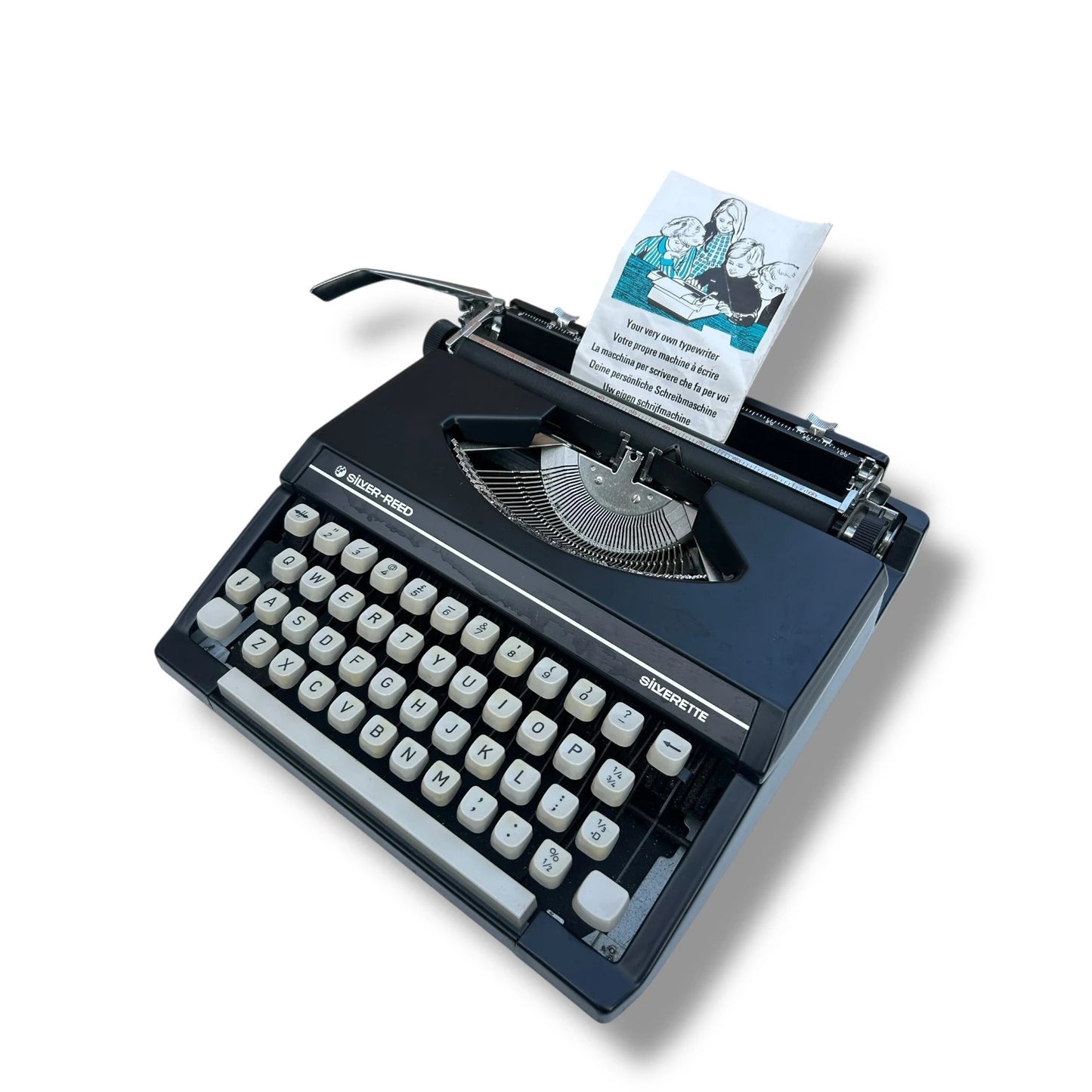 Vintage Typewriter - 1970s Silver Reed Silverette Black Mechanical Typing Machine