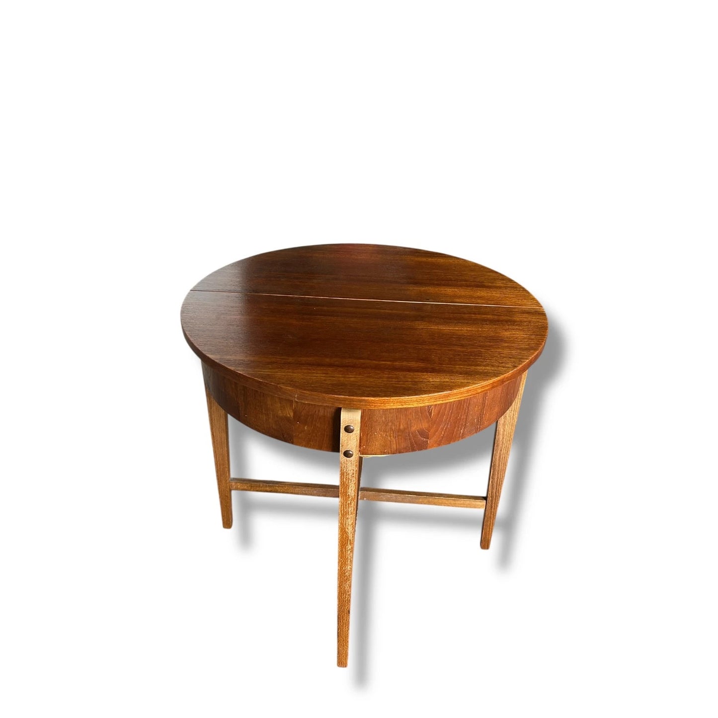 Mid Century Modern Danish Teak Wood Folding Sewing Box Table