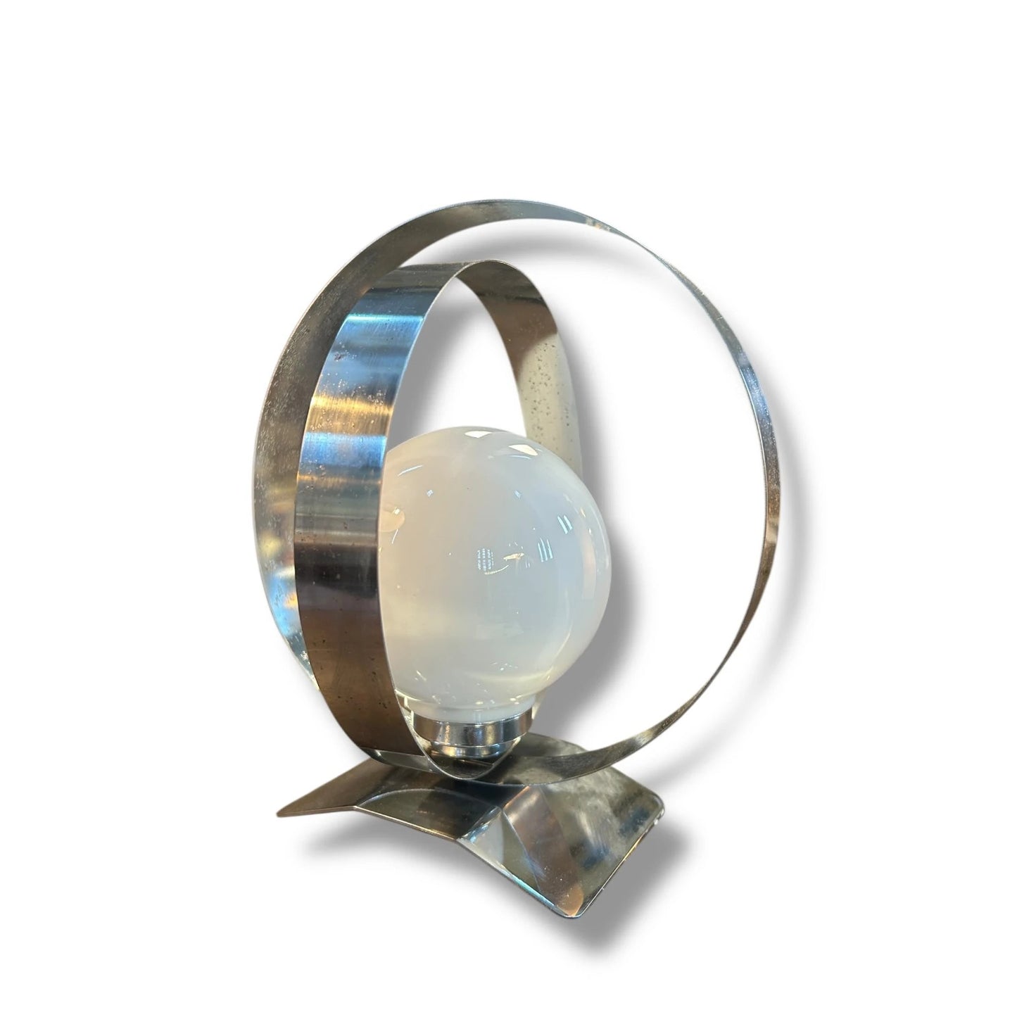 Mid Century Modern Space Age Chrome and Opaline Glass Table Lamp