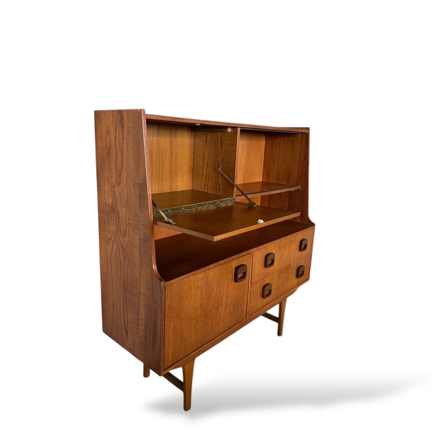 Mid Century Danish Highboard Cocktail Cabinet – Teak Sideboard Drinks Cabinet with Storage