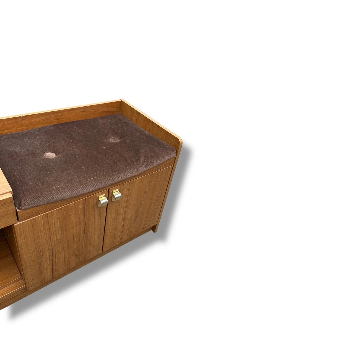 Vintage Schreiber Telephone Table – Mid Century Modern Teak Hall Seat with Storage