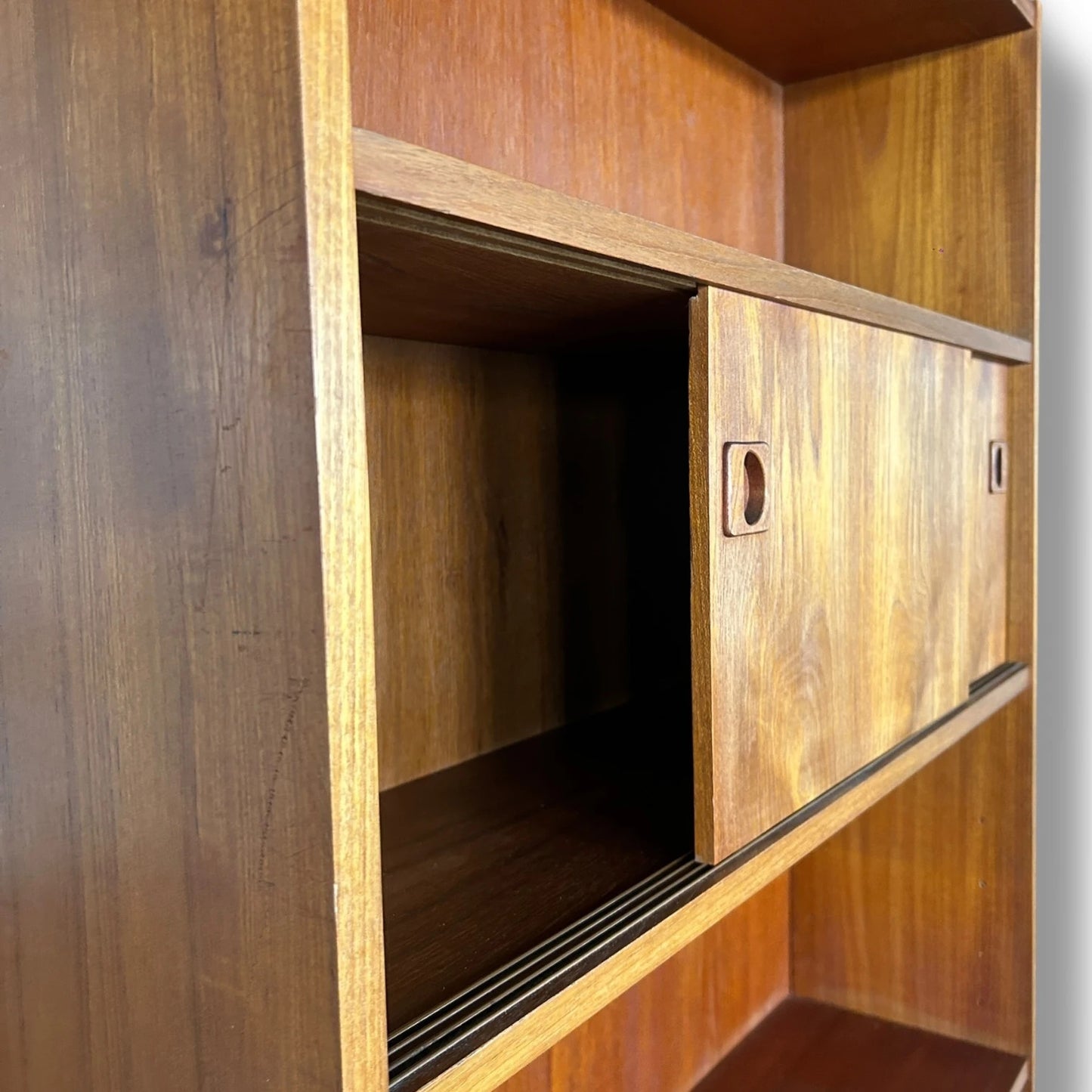 Danish Rosewood Wall Unit | Mid Century Bookcase with Vinyl Storage