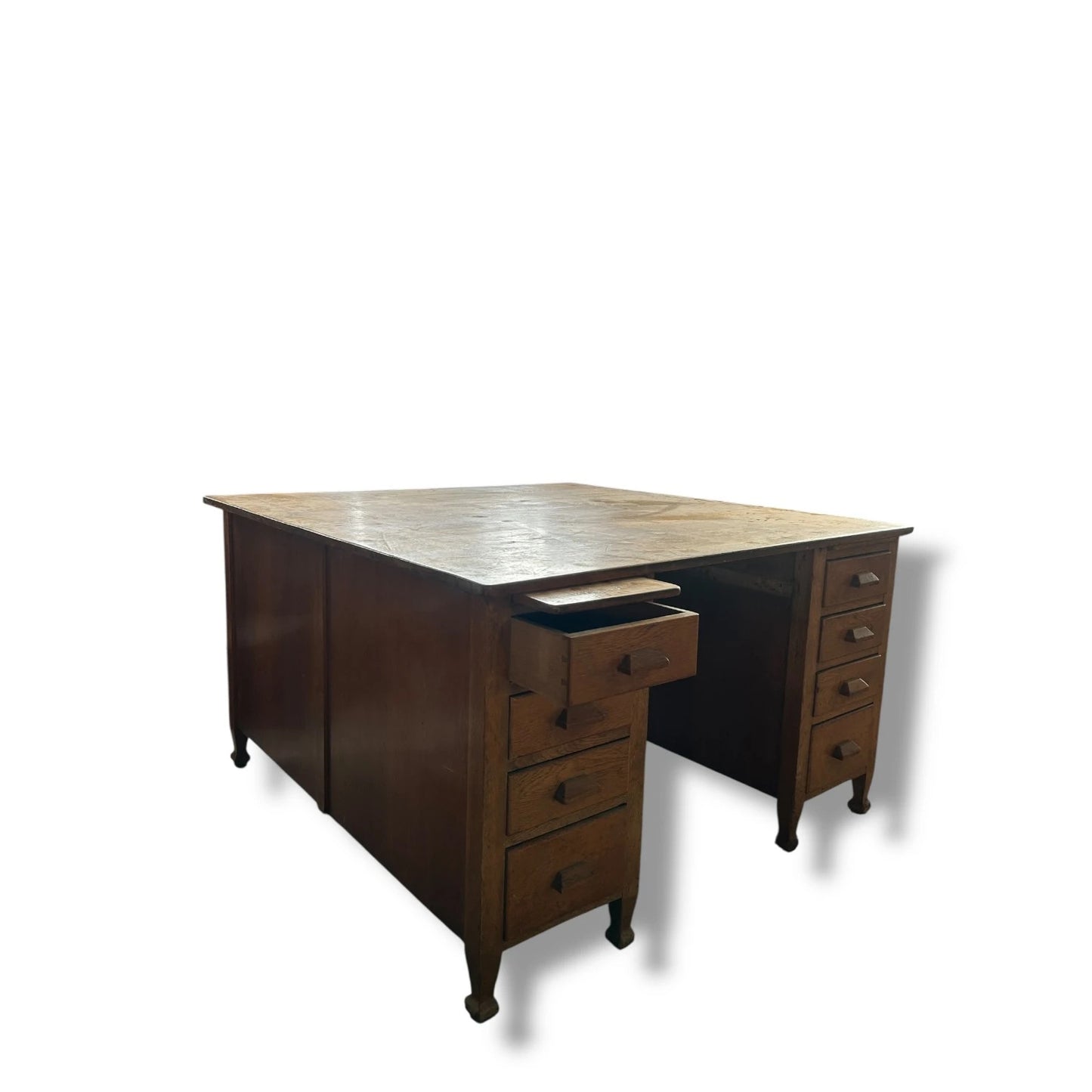 Antique Large Oak Minister Twin Pedestal Desk