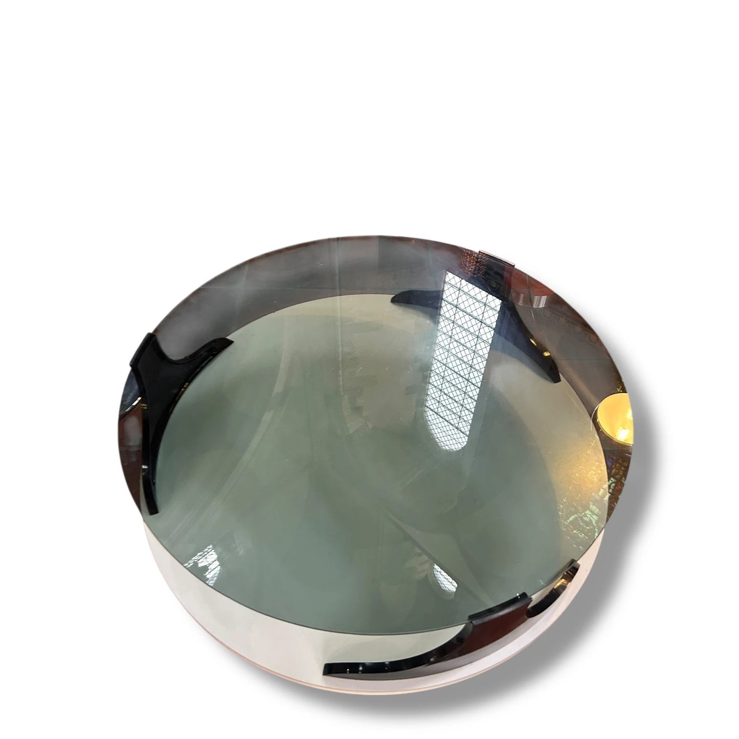 Mid Century Modern Space Age Italian Smoked Glass Round Coffee Table