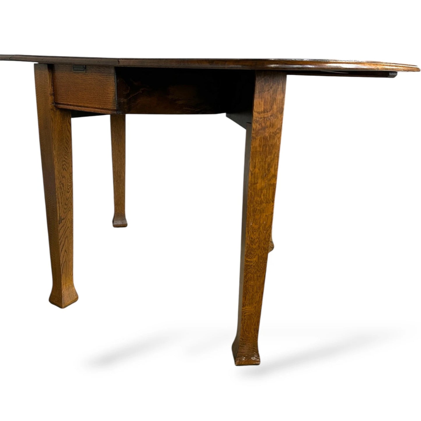 1920s Solid Oak “Gateless” Drop-Leaf Dining Table