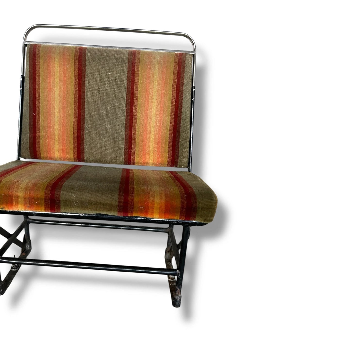 Vintage Bus Seat – Industrial Retro Two-Seater Bench with Striped Upholstery