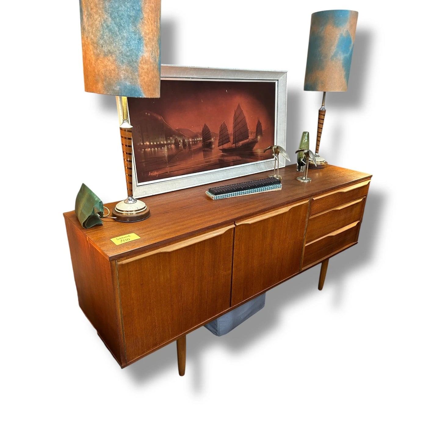 Mid Century Modern Morris Of Glasgow Teak Carved Wood Sideboard