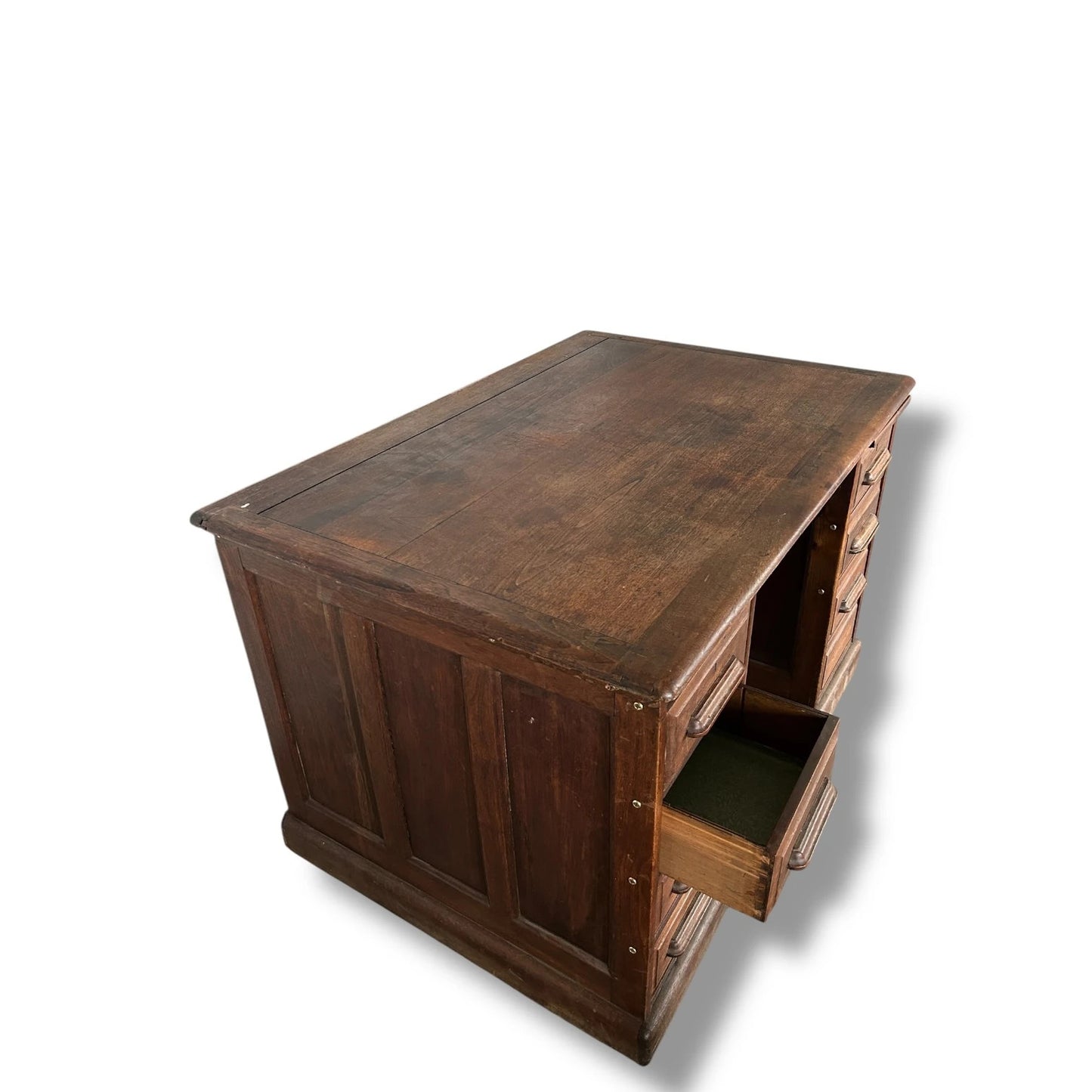 1930s Oak Double Pedestal Banker’s Desk – Vintage Solid Wood Writing Desk