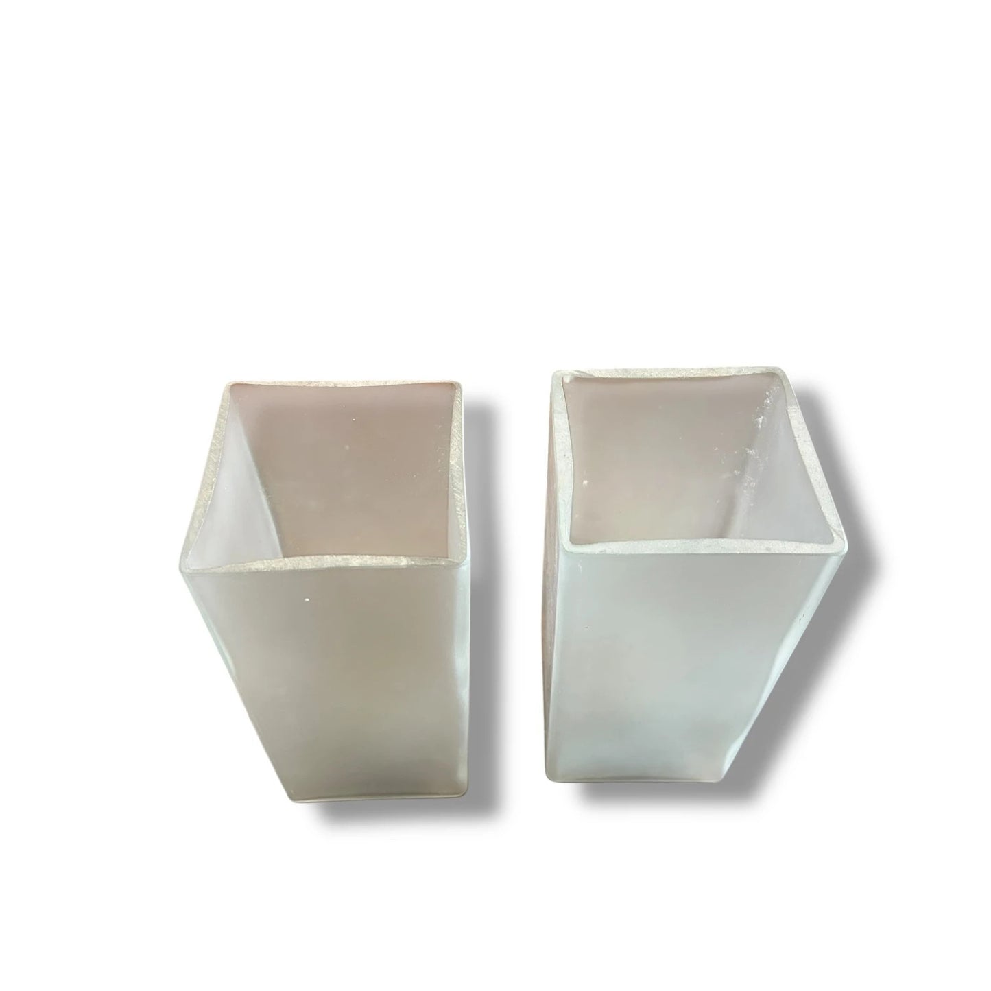 Vintage Pair of Ice Cube Ikea Grono Frosted Glass Table Lamps