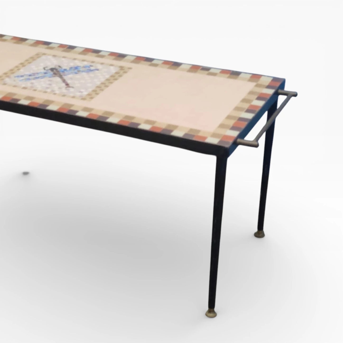 Dragonfly Mosaic Coffee Table – 1950s Mid Century Vintage Mosaic Table With Iron Frame — view 6