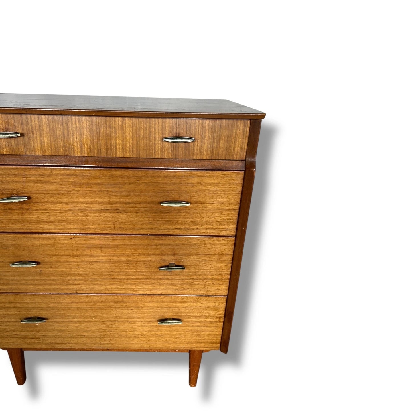 Mid-Century Teak Chest of Drawers – Vintage 1960s Tallboy Dresser with 4 Drawers