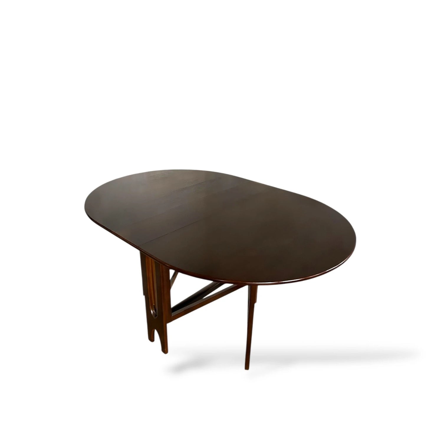 Vintage McIntosh Dark Wood Oval Drop Leaf Dining Table, Mid-Century Modern Extendable Table