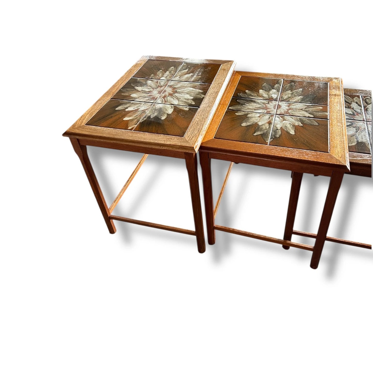 Mid Century Modern Danish Teak and Tile Nest of Tables
