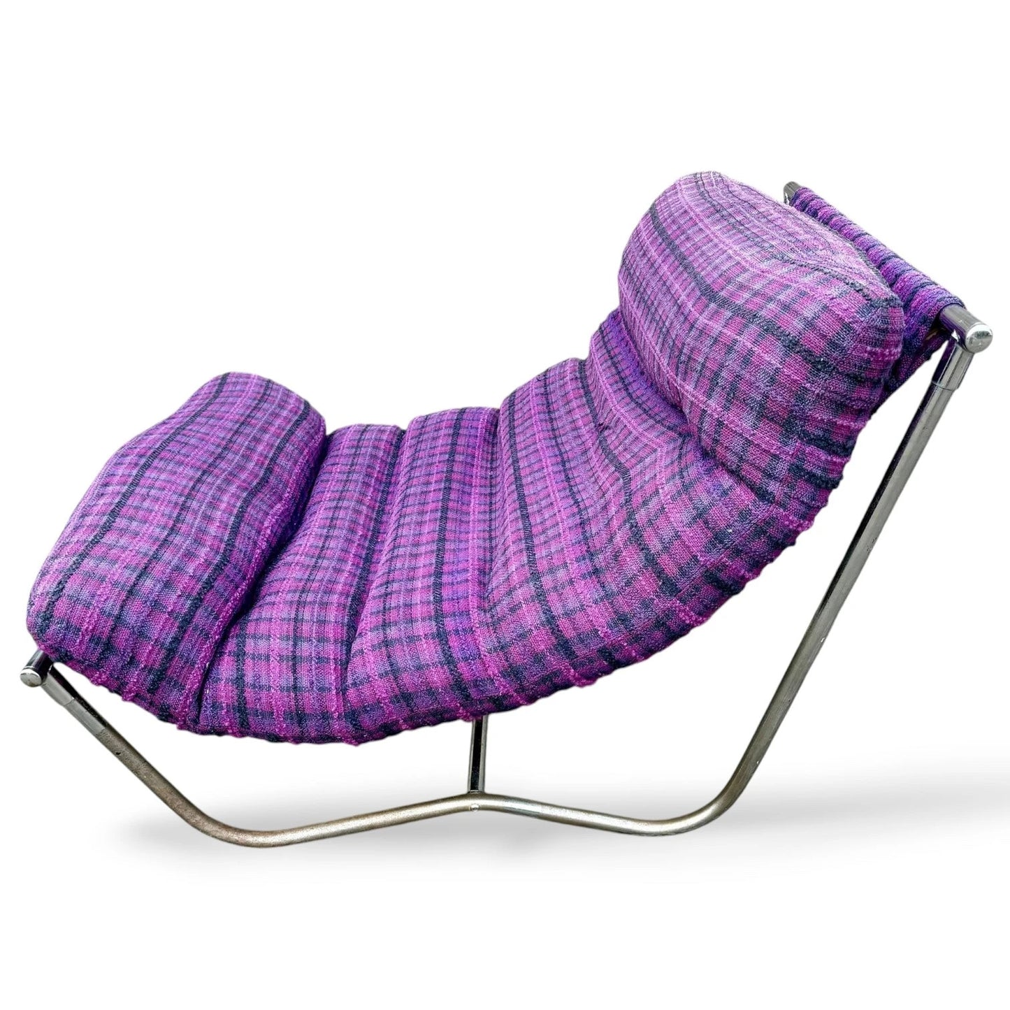 1970s Sling Chair in the Style of Peter Hoyte / Gillis Lundgren Mid-Century Chrome Lounge Chair