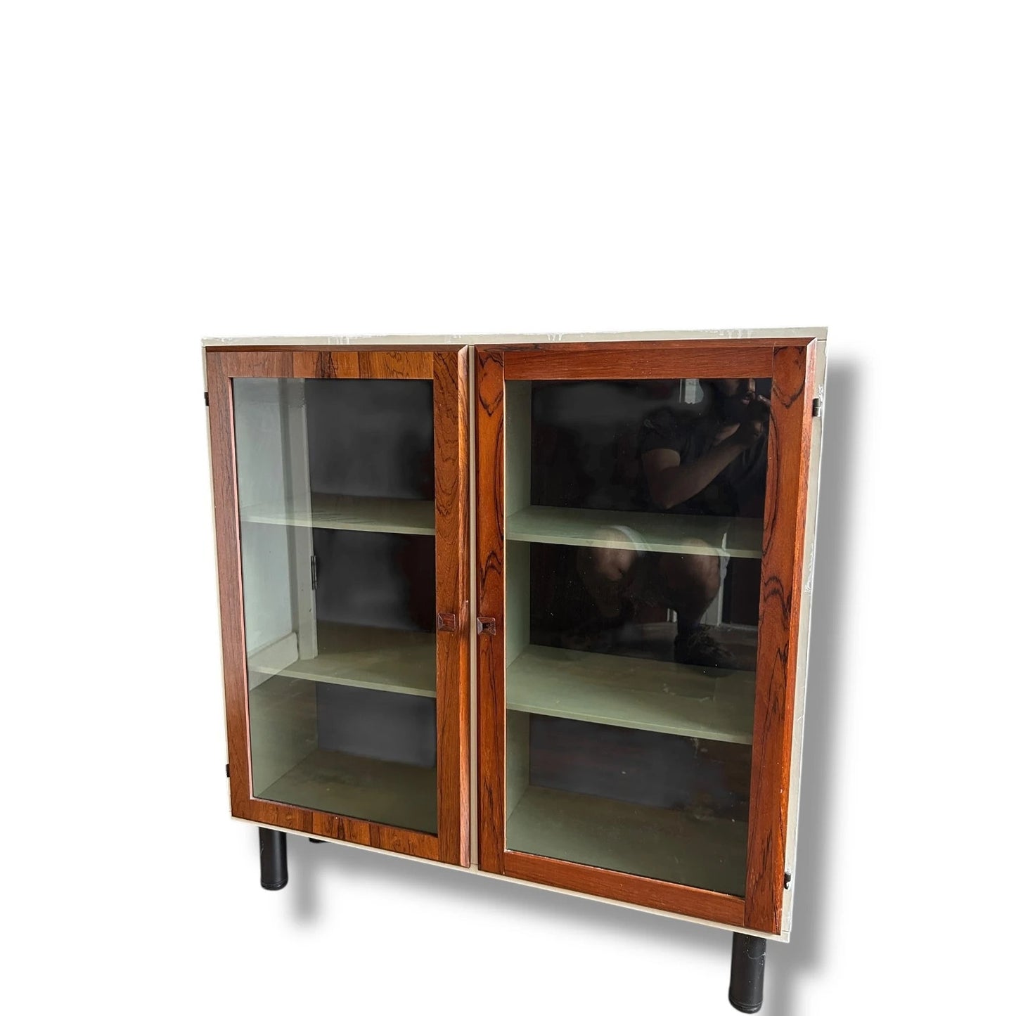 Mid Century Norwegian Rosewood & Space Age White Display Cabinet