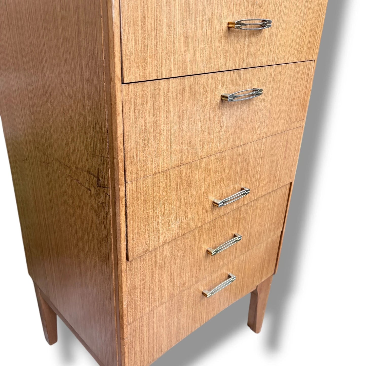 Mid Century Avalon Tallboy Chest of Drawers | Vintage Teak Bedroom Storage