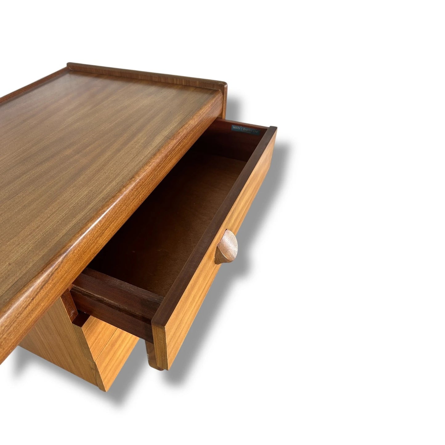 Mid Century Modern White & Newton Teak Desk Sideboard | Vintage 1960s Compact Writing Bureau