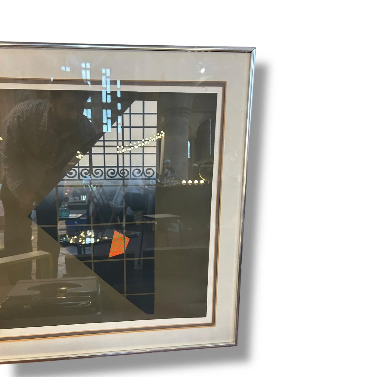Mid Century Modern Surrealist Abstract Framed Window Artwork