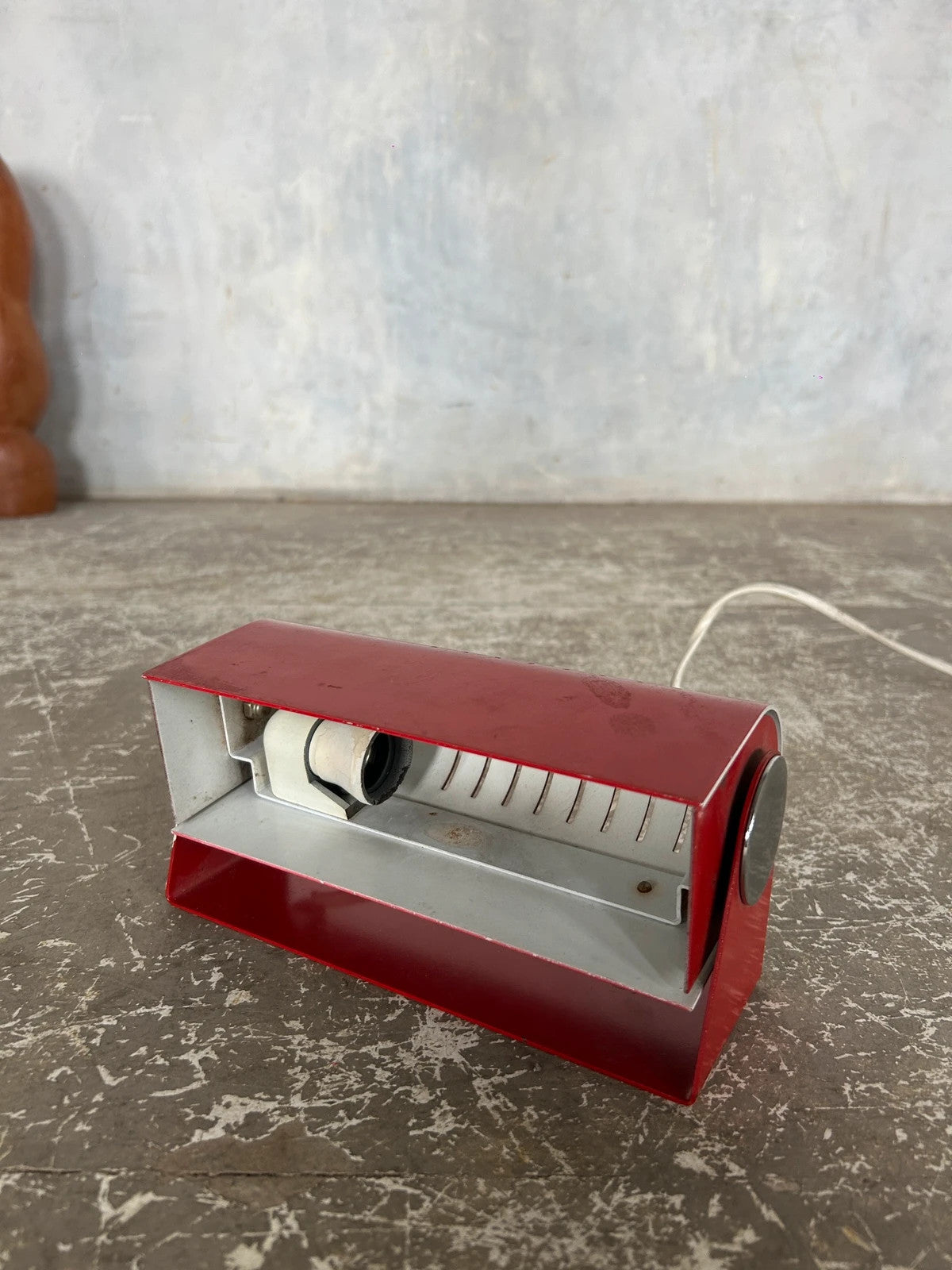 Mid Century Modern Red Metal German Folding Table Lamp