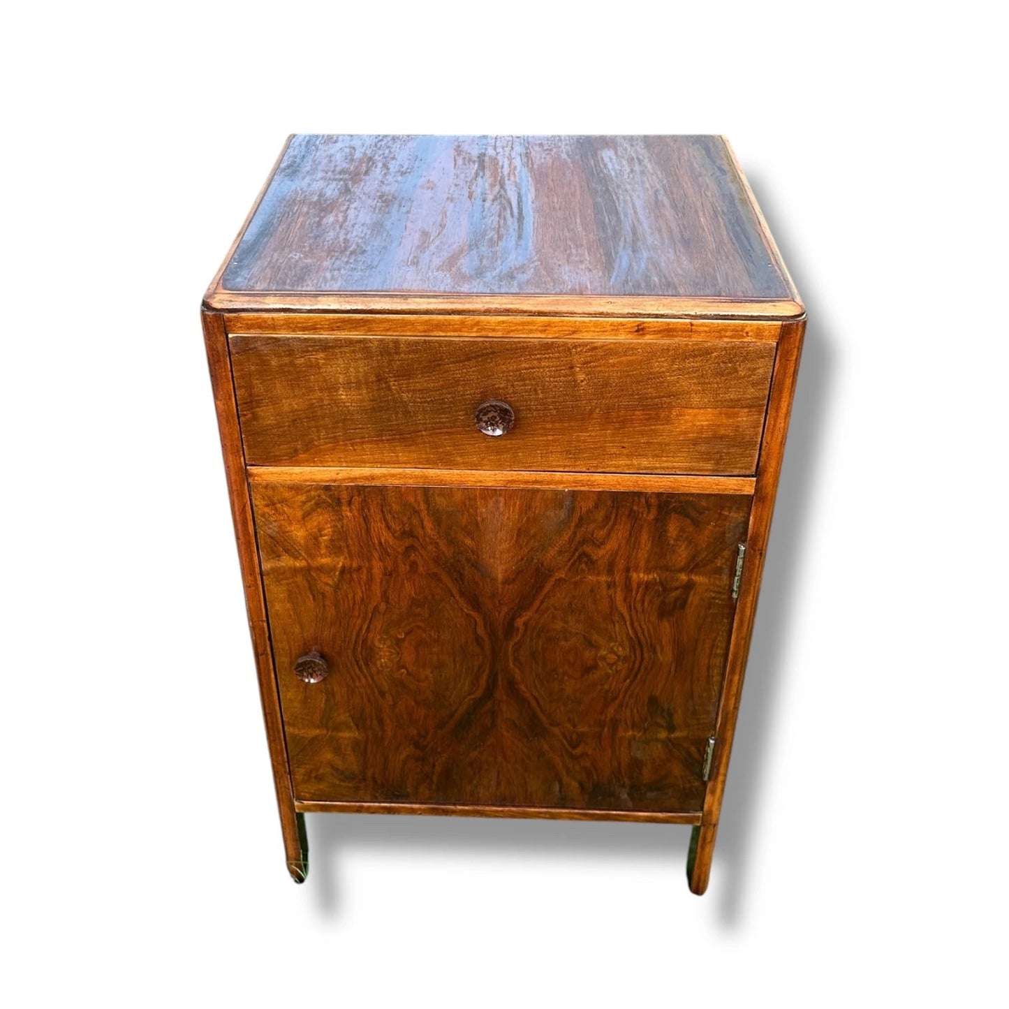 Vintage CC41 Art Deco Walnut Bedside Cabinet