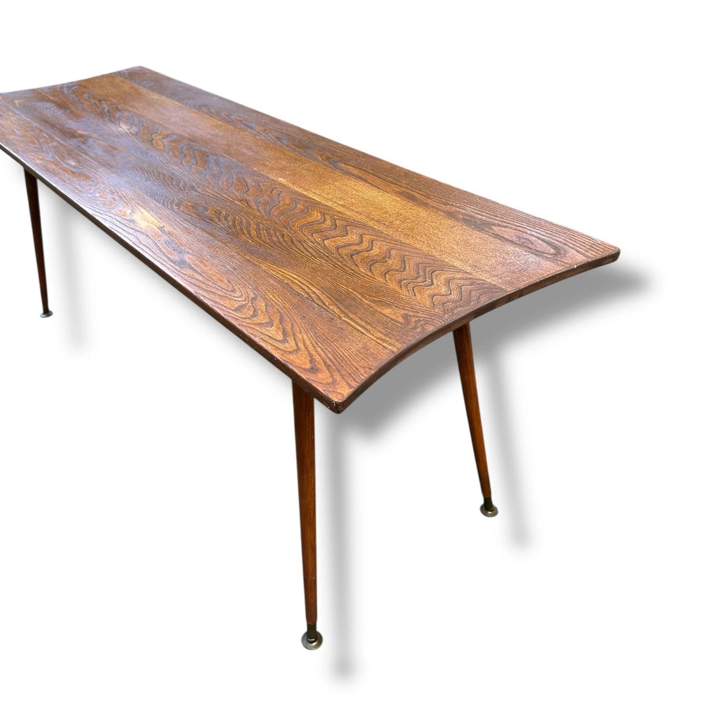 Mid Century Modern Danish Surfboard Teak Coffee Table