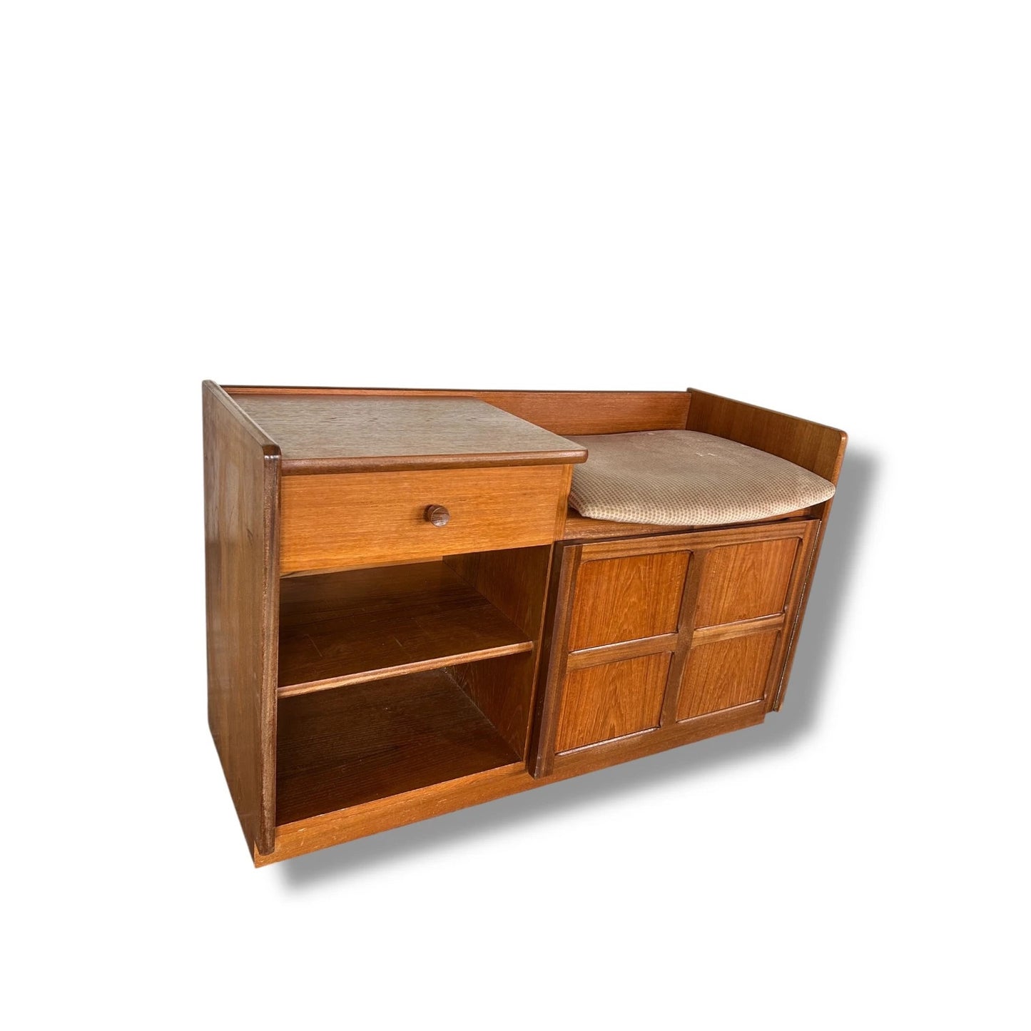 Mid Century Modern Teak and Fabric Nathan Telephone Table
