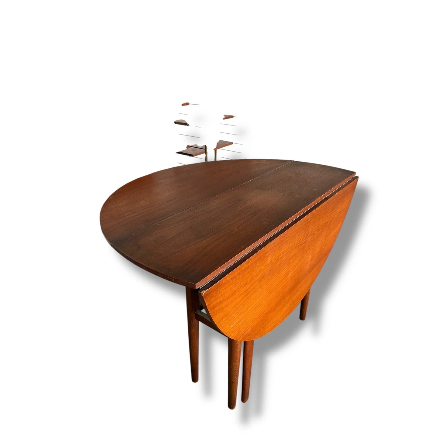 Mid Century Drop Leaf Dining Table | Vintage Teak Round Extendable Table