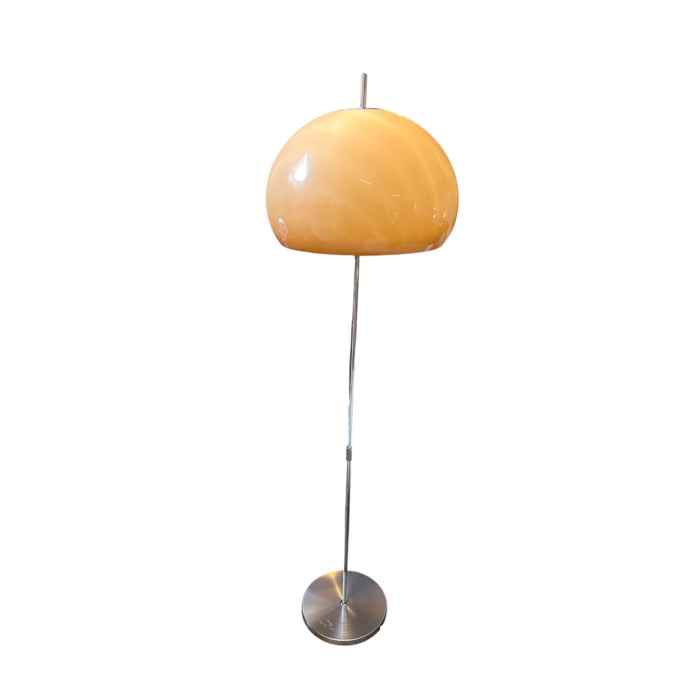 Mid Century Guzzini Mushroom Floor Lamp | Fibreglass & Chrome Vintage Lighting