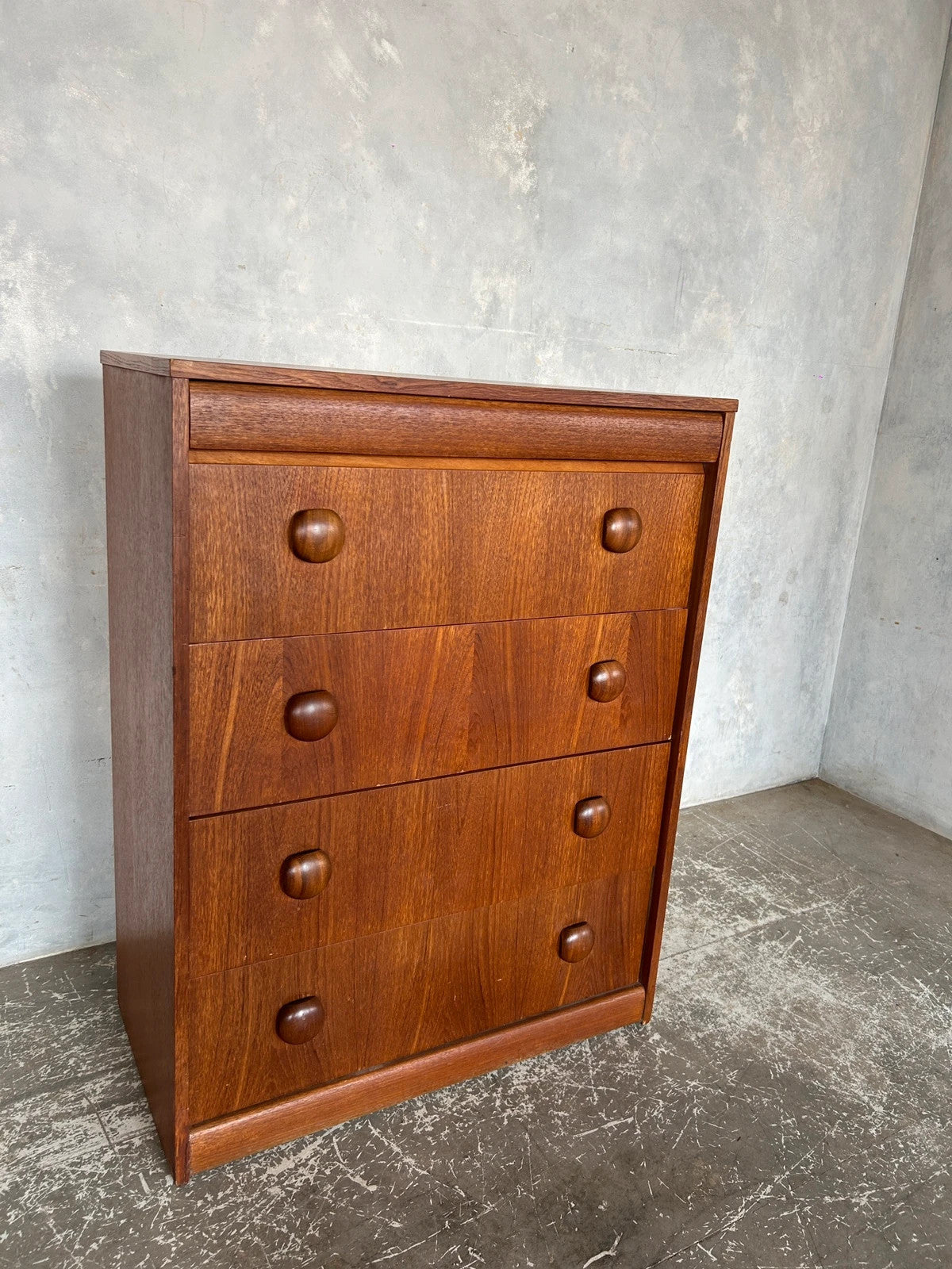 Mid Century Modern Elliot’s of Newbury Walnut Tallboy Chest of Drawers