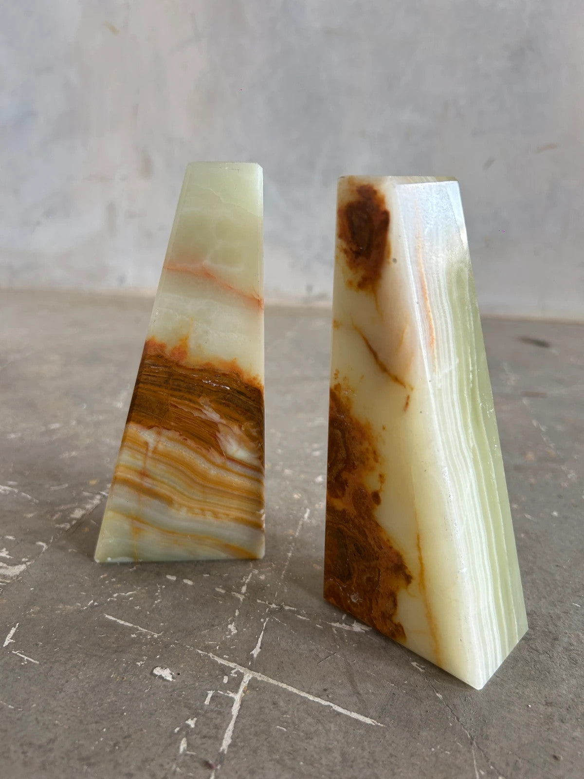 Mid Century Modern Onyx Marble Bookends