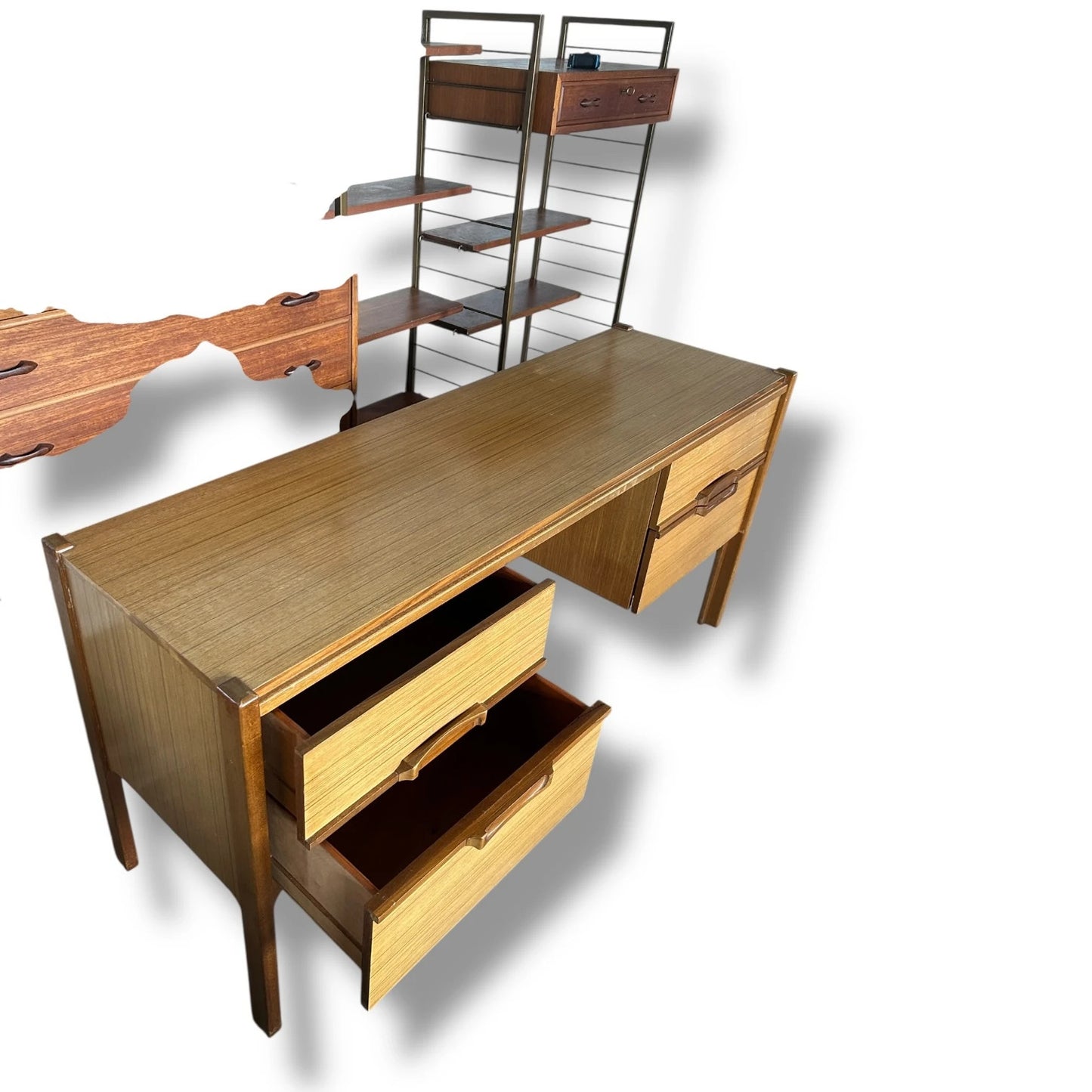 Mid Century Nathan Desk | Vintage Teak Writing Desk with Drawers