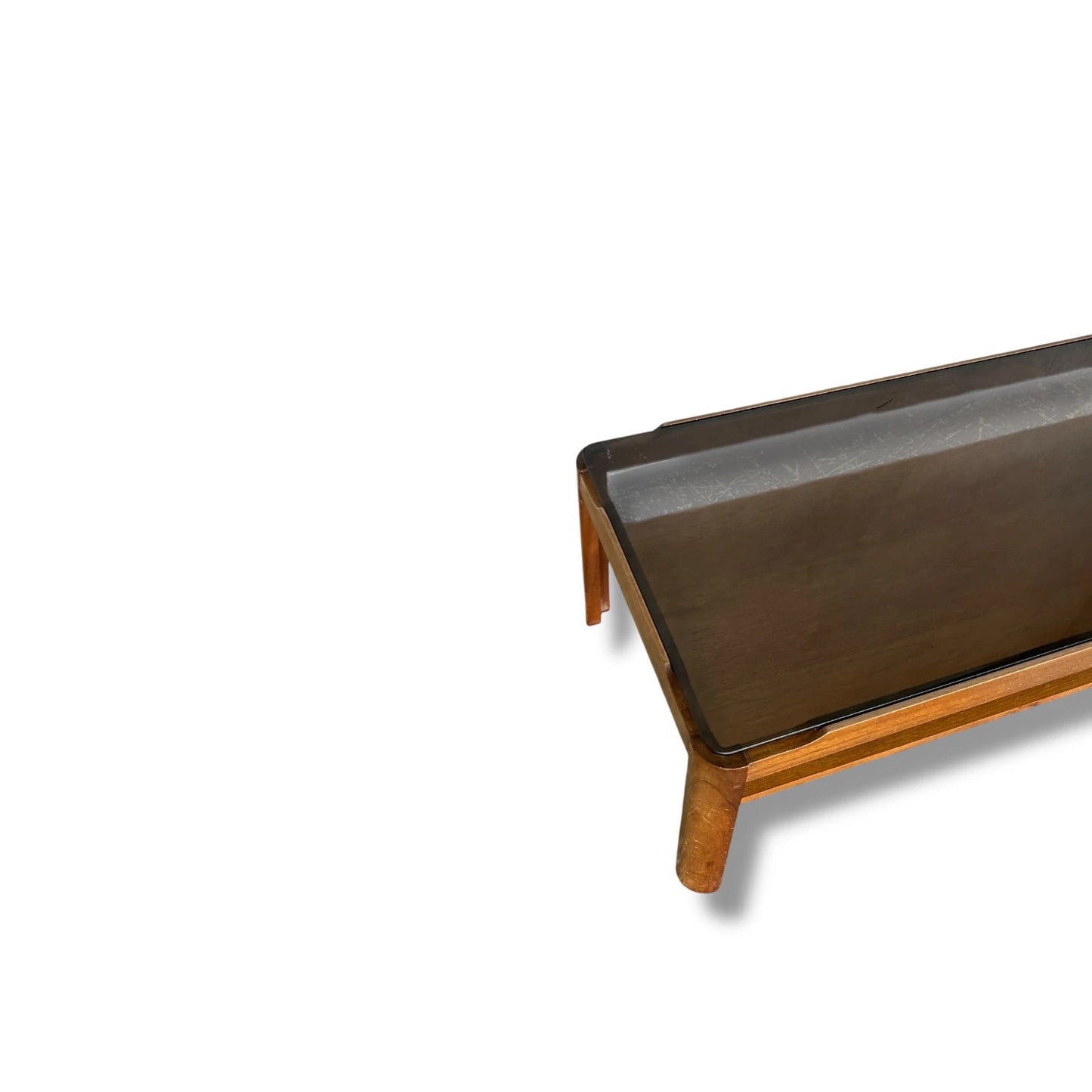 Mid Century Modern Myers Smoked Glass and Teak Coffee Table