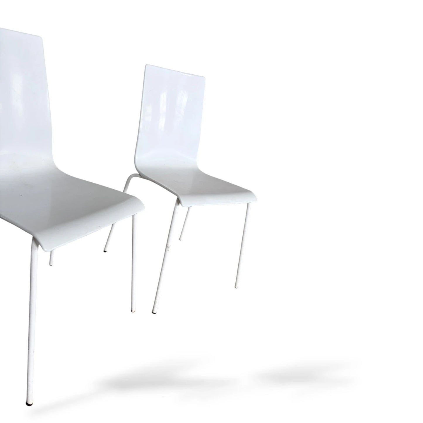 Pair of Italian White Plastic Dining Chairs | Minimal Modern Design