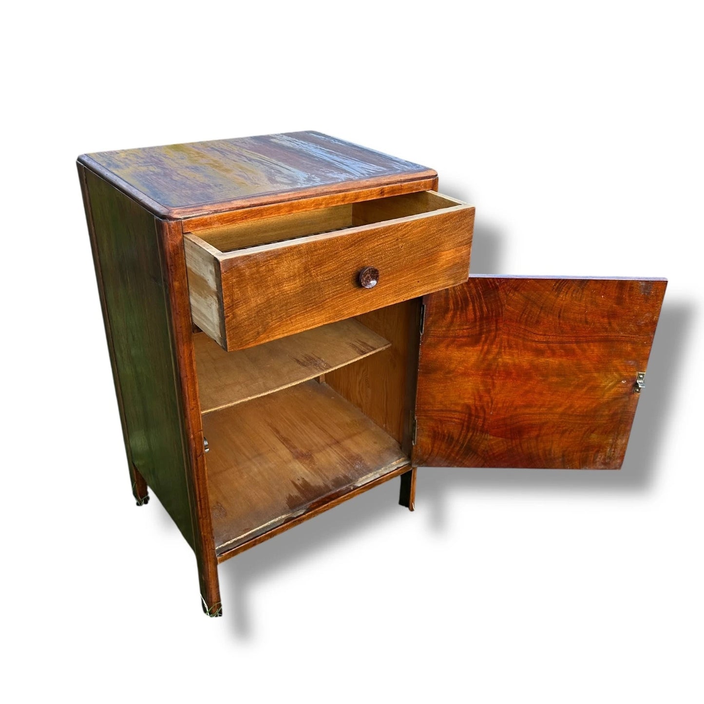 Vintage CC41 Art Deco Walnut Bedside Cabinet