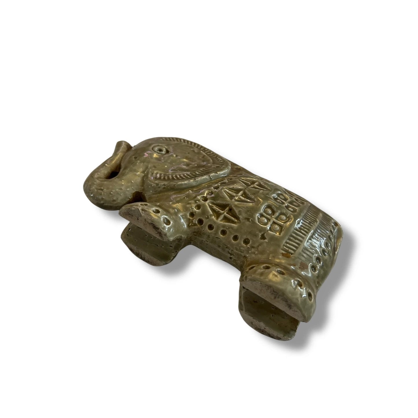 Aldo Londi Bitossi Rimini Pale Green Elephant | Mid Century Italian Ceramic Figurine
