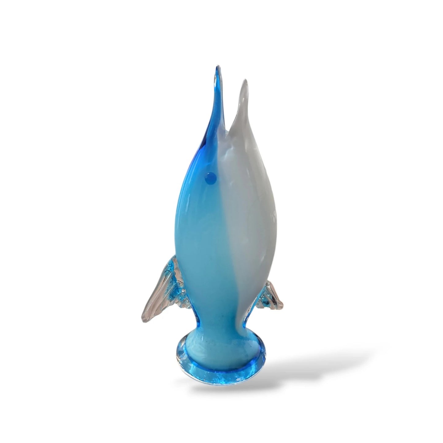 Vintage Murano Glass Dolphin | Blue & White Hand-Blown Art Glass Figurine | Mid-Century