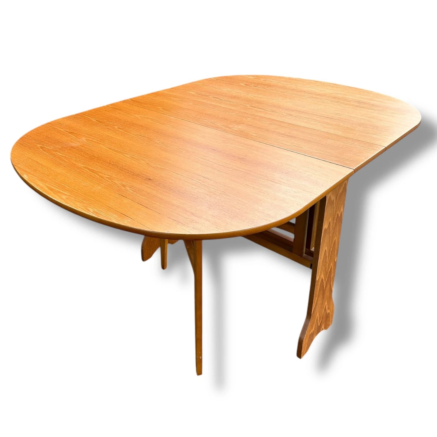 Mid Century Modern Teak Gateleg Ovular Extendable Drop Leaf Dining Table