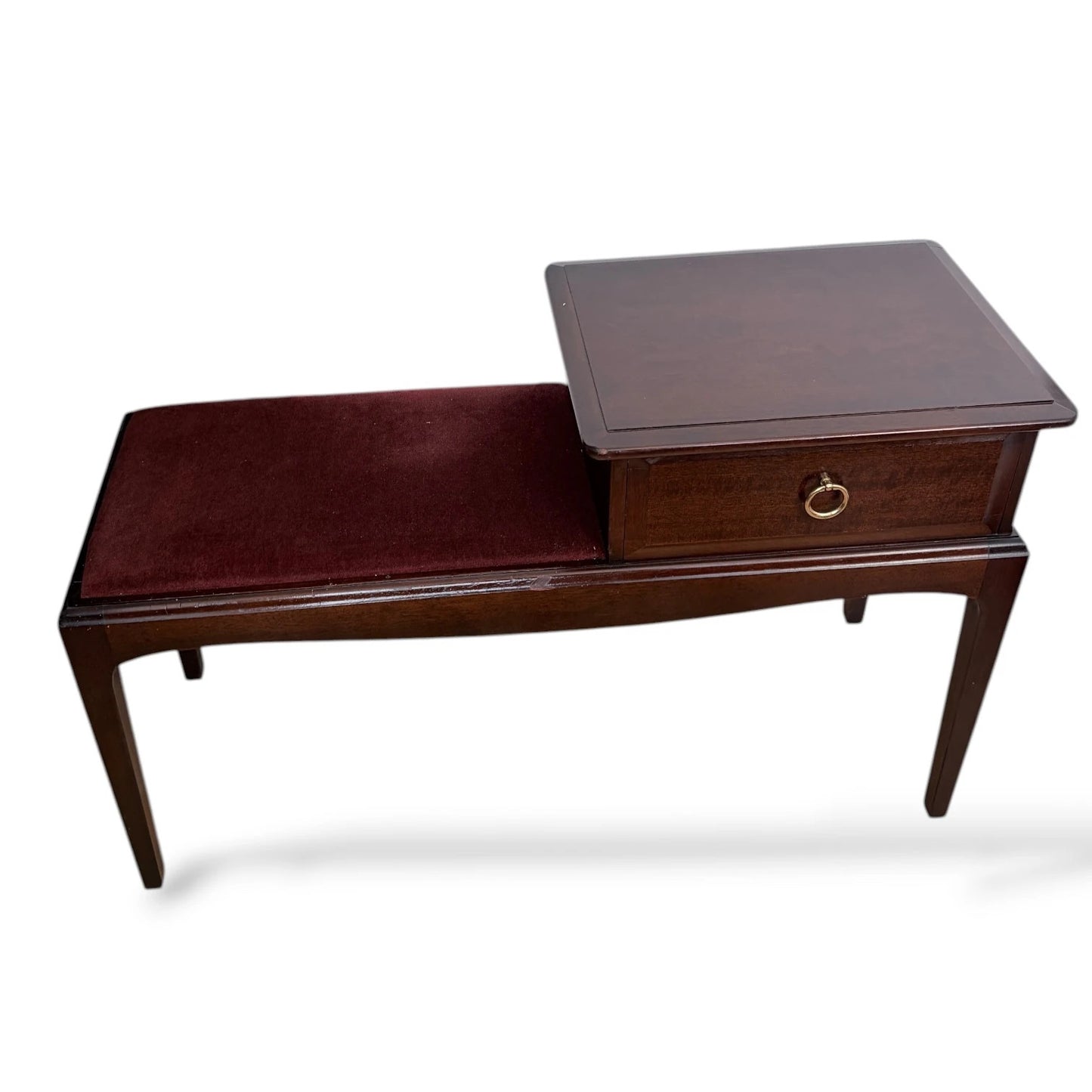 Stag Mahogany Telephone Table | Mid-Century Hall Seat with Drawer