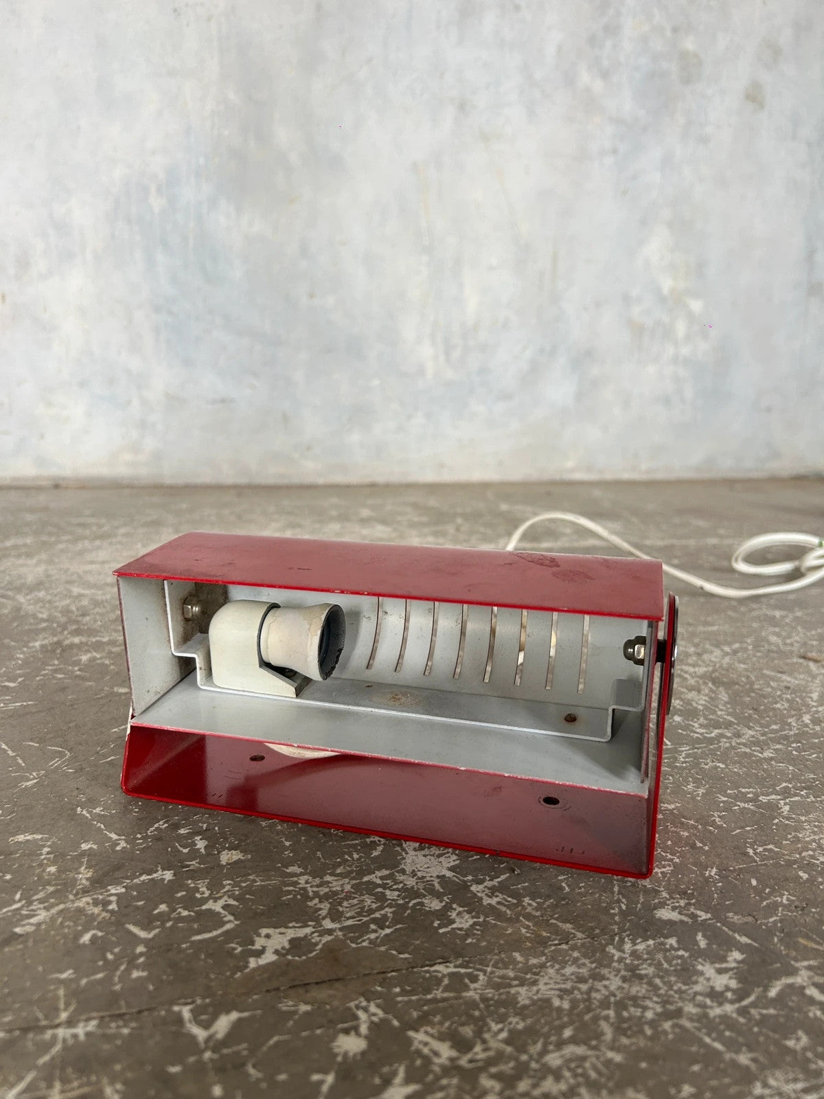 Mid Century Modern Red Metal German Folding Table Lamp