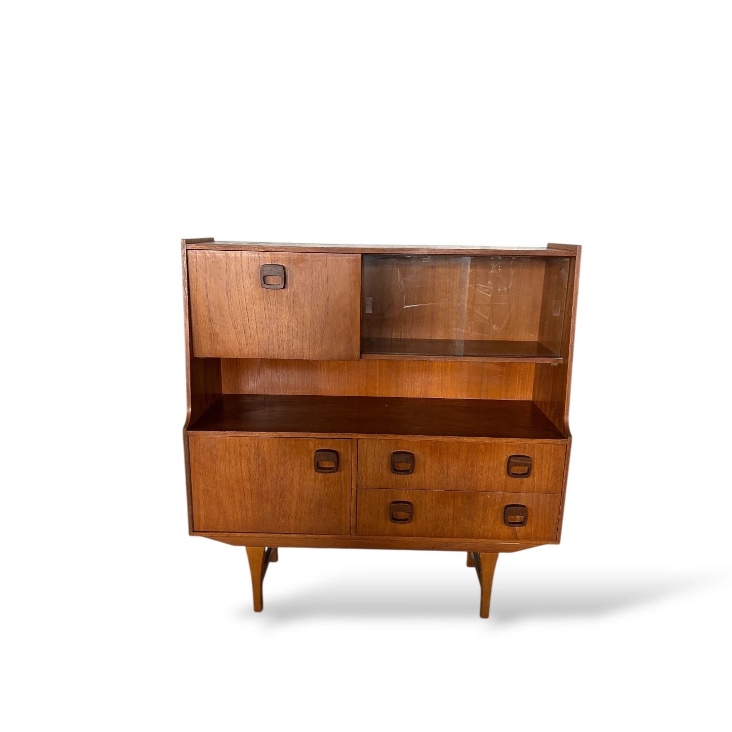 Mid Century Danish Highboard Cocktail Cabinet – Teak Sideboard Drinks Cabinet with Storage