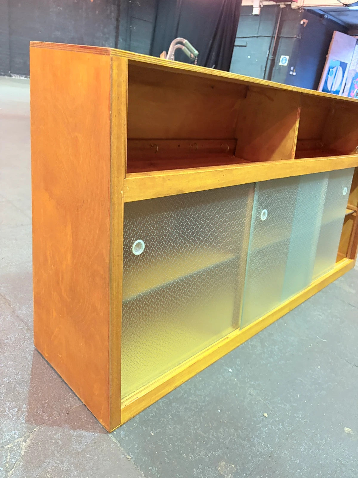 Mid Century French Kitchen Wall Cabinet | 1950s Retro Oak Wall Unitt