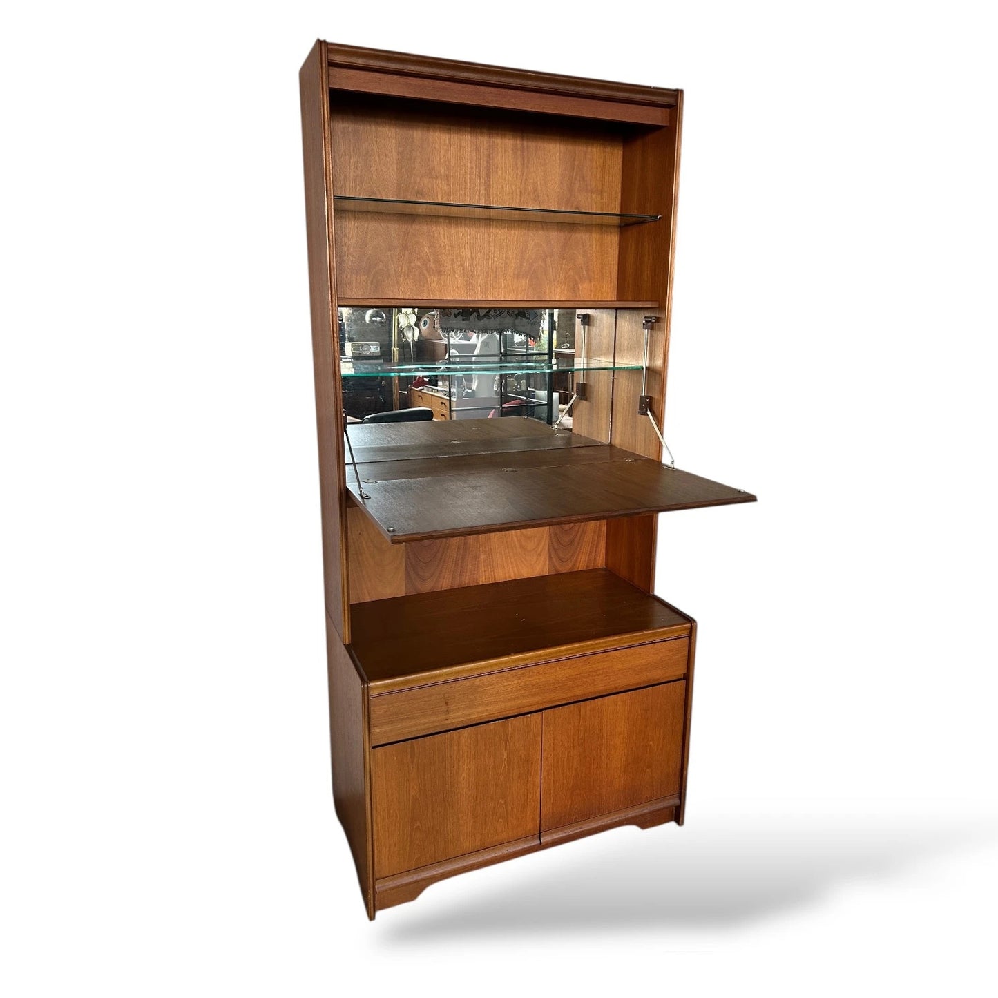 Mid Century William Lawrence Highboard – Teak Display Cabinet Sideboard