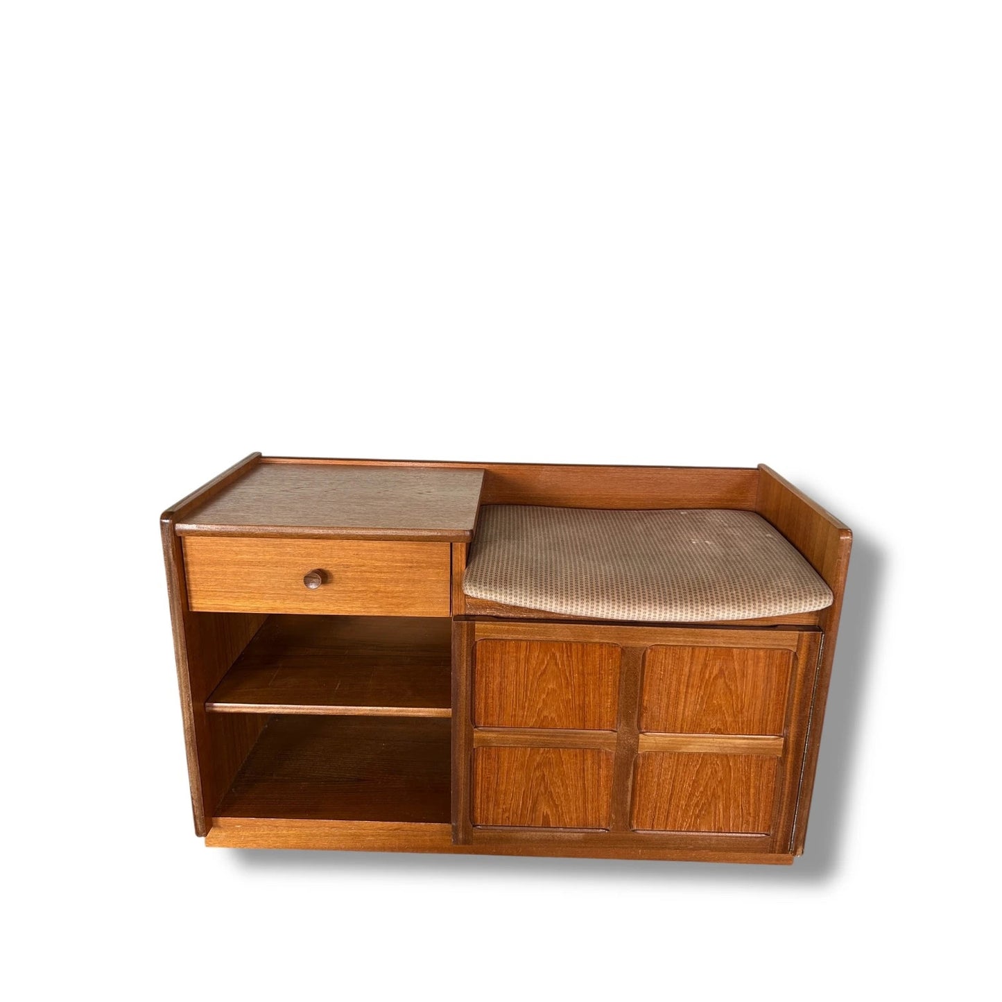 Mid Century Modern Teak and Fabric Nathan Telephone Table