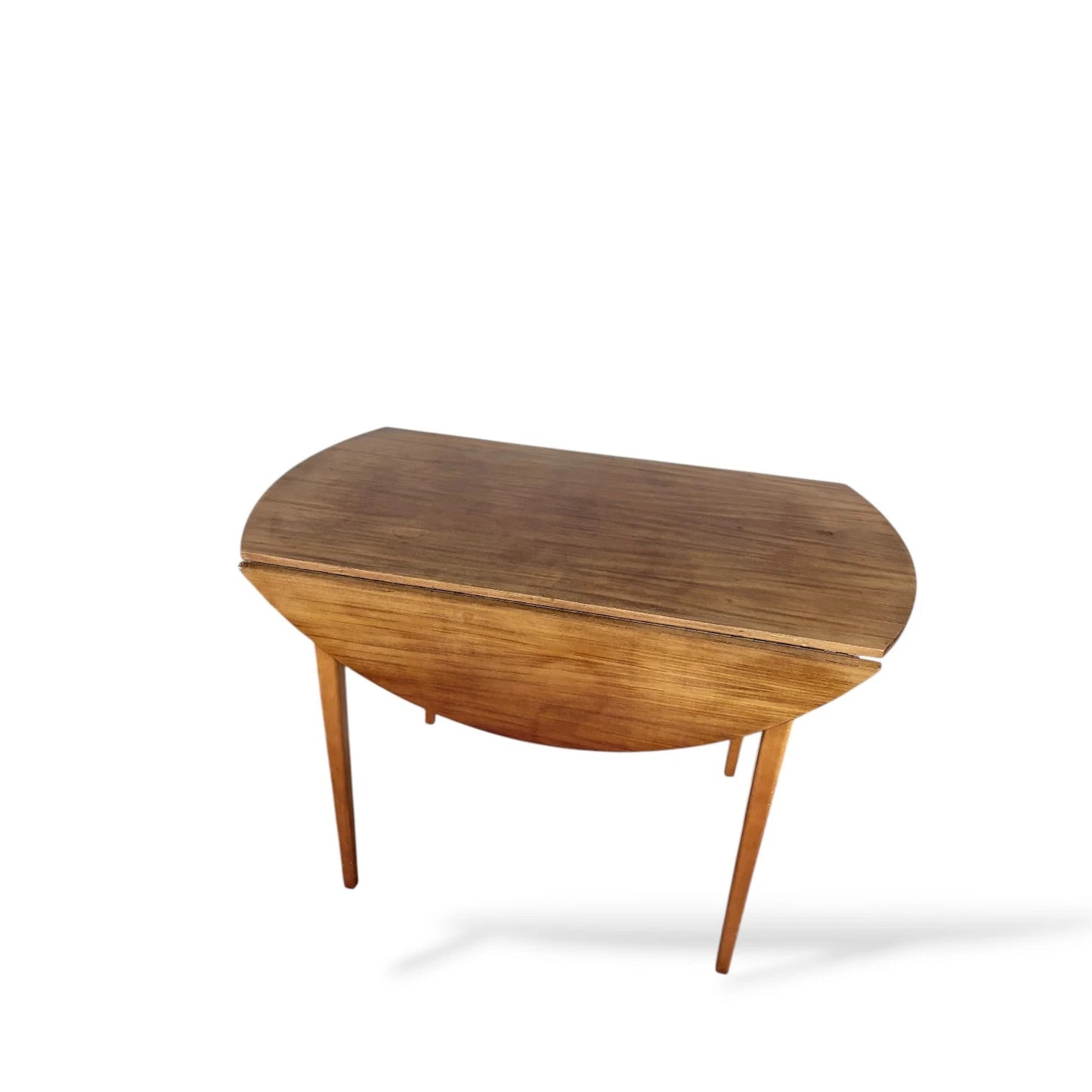 Mid-Century Teak & Beech Drop-Leaf Dining Table – Compact Vintage Table