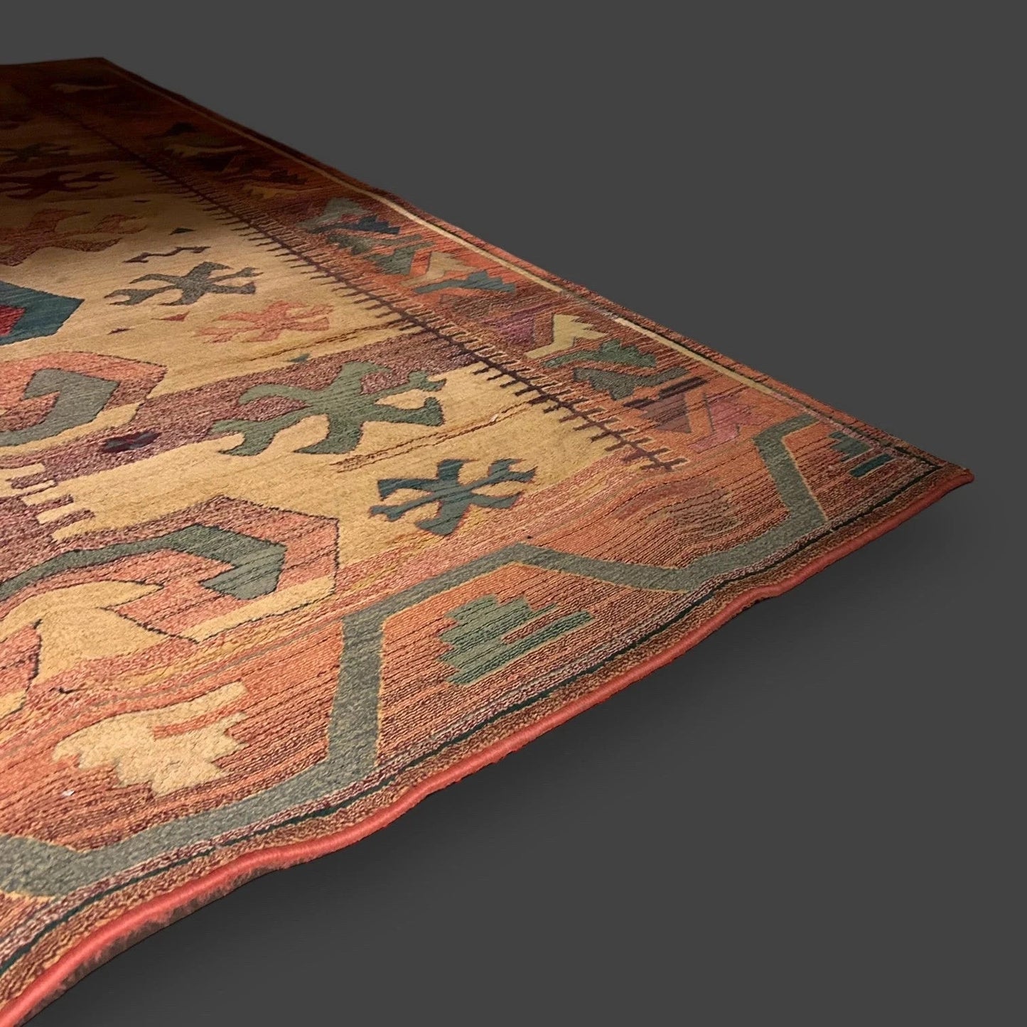 Traditional Persian Wool Rug – Vintage Handwoven Geometric Oriental Carpet