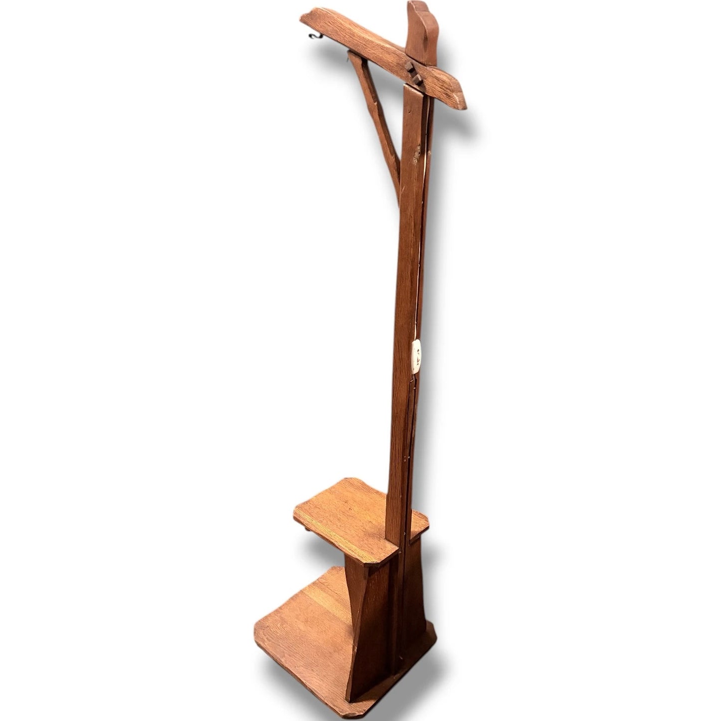 Arts Crafts Floor Lamp - Solid Oak with Integrated Side Shelf | Vintage Lighting