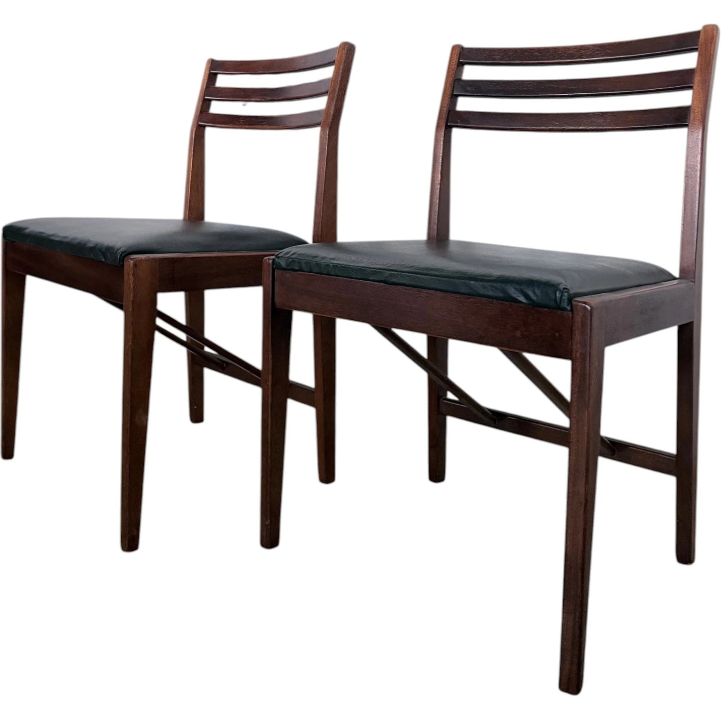 Danish Rosewood Dining Chairs – Pair of Scandinavian Modern Slatted Back Seating — view 8