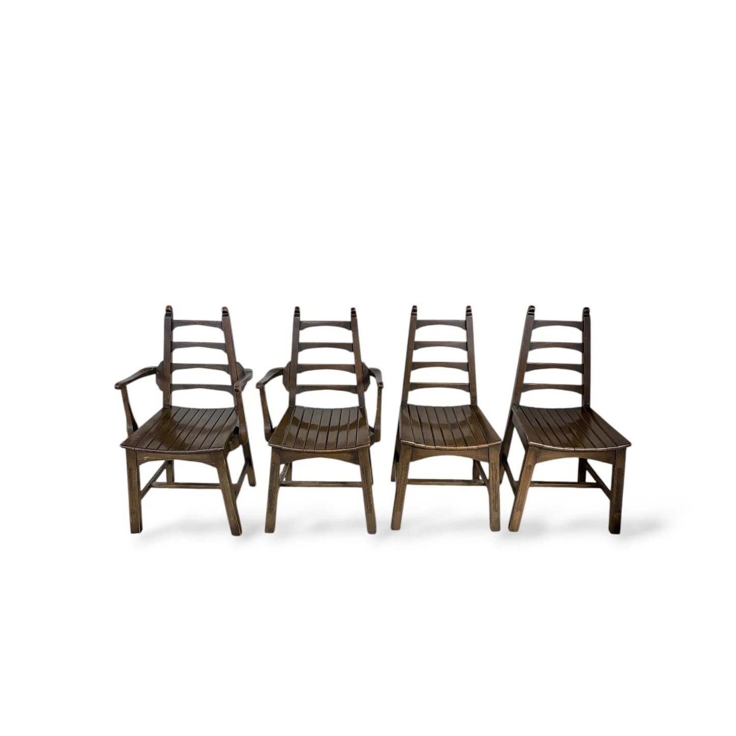 Set of Four Webber of Croydon Oak Dining Chairs – Arts & Crafts Brutalist